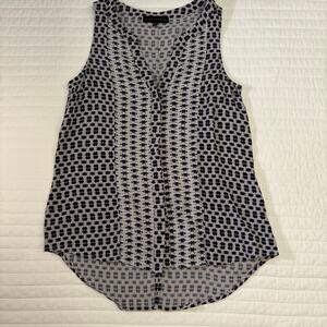 Sanctuary Women's Geometric Sleeveless Button Up Blouse, Small